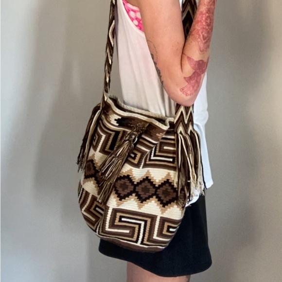 Bohemian Crossbody Bag. Indigenously Handmade by skilled artists. Brown shades. - Picture 2 of 13